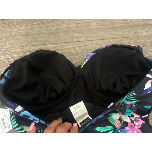 Island Escape Monterey One‎ Piece Underwire Black Floral Swimsuit Size 6 (e1) - Picture 4 of 7